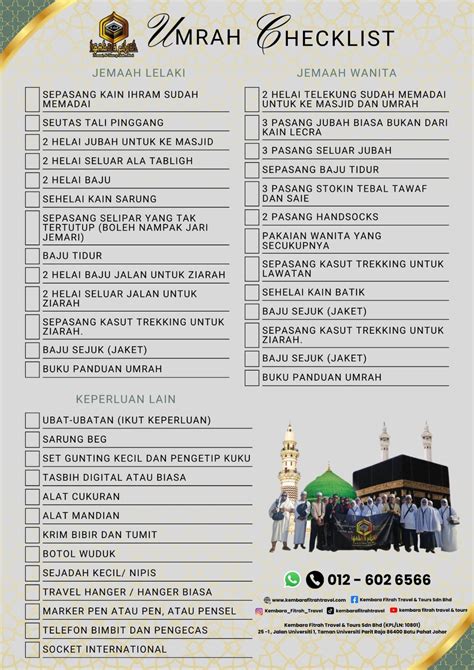 Checklist Barang Keperluan Umrah Kembara Fitrah Travel