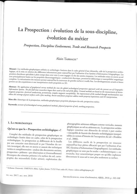 Pdf La Prospection Volution De La Sous Discipline Volution Du M Tier