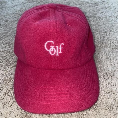 This Is A Pink And White Polar Fleece Golf Wang Hat Depop