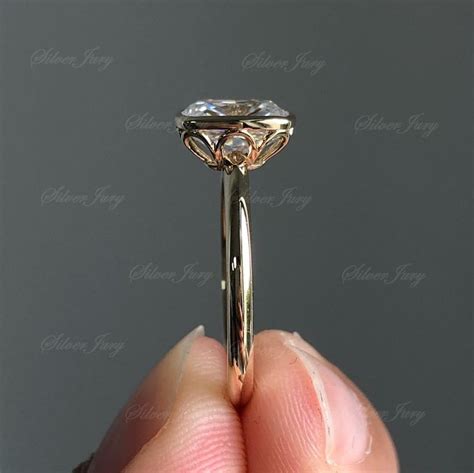 2 Ct Elongated Cushion Engagement Ring Bezel Set Cushion Cut Etsy