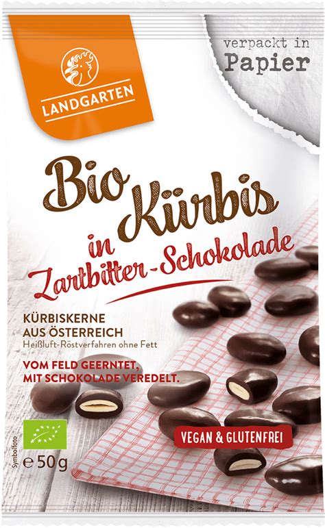 Landgarten Schokolade Bio Kürbis in Zartbitterschokolade 50 g dm