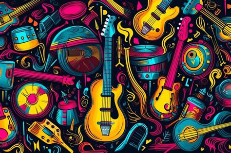 Vector Fondo Sin Costuras Con Diferentes Instrumentos Musicales De