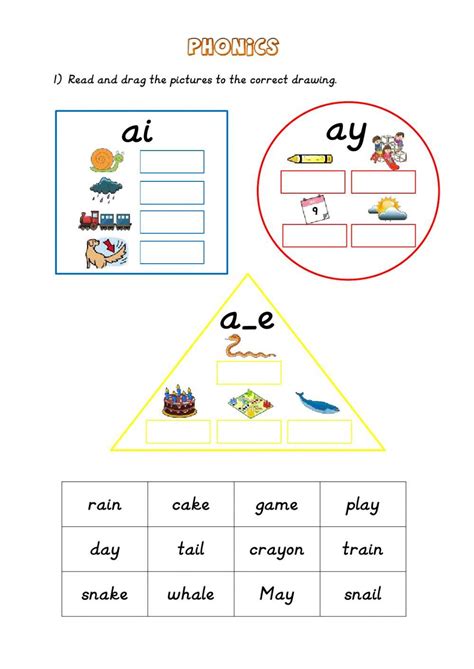 Phonics Ai Ay A E Worksheet Live Worksheets Worksheets Library