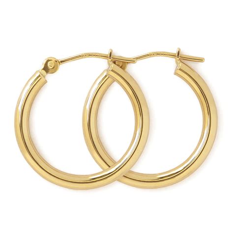 14k Gold Hoop Earrings Medium Gold Hoops Solid Gold Hoops Amyo Jewelry