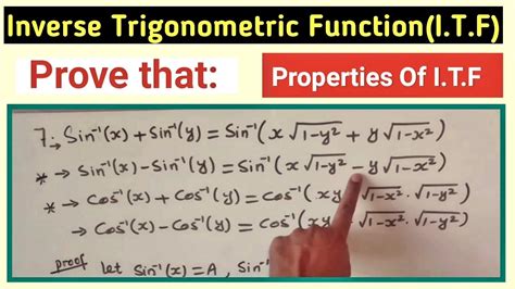 03 Inverse Trigonometric Functions Class 11 Formula Proof Properties