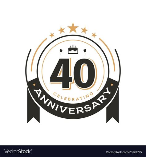 Birthday vintage logo template to 40 th vector image on VectorStock ...