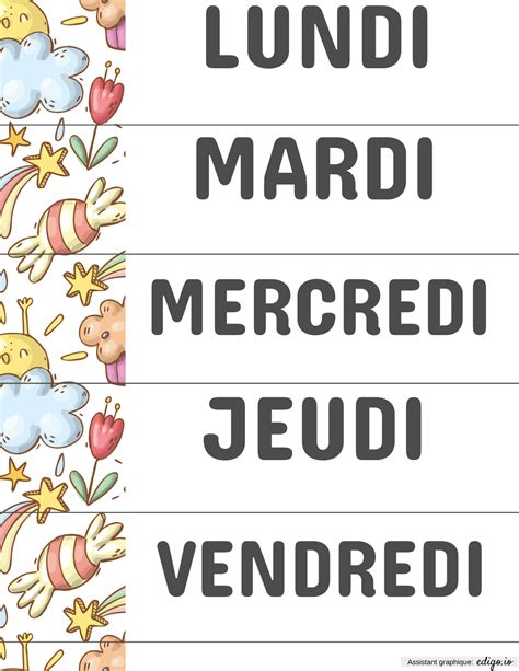 Jours de la semaine, 2e année, 1re année, Préscolaire, Affiches, Outils ...