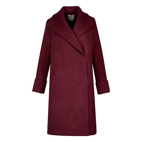 Womens Wool Coat Burgundy The Checkroom