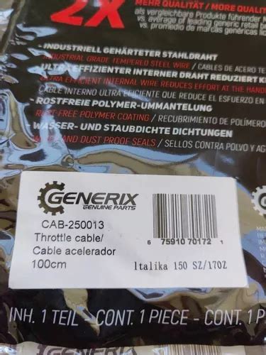 Chicote De Acelerador Vento Generix 100cm Italika 150sz 170z En Venta