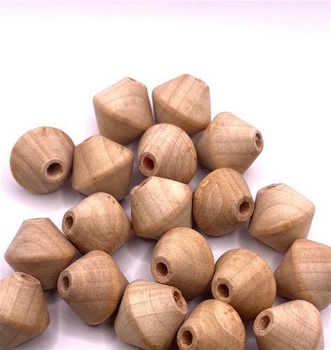 Wooden Cone Beads Unfinished Bicone Beads Etsy