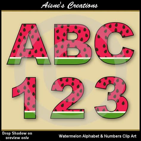 Watermelon Alphabet Letters Numbers Clip Art Graphics Etsy