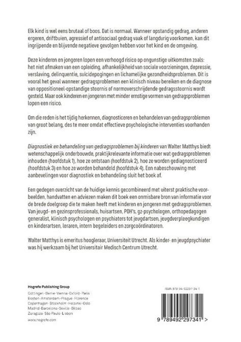 Diagnostiek En Behandeling Van Gedragsproblemen Bij Kinderen Walter