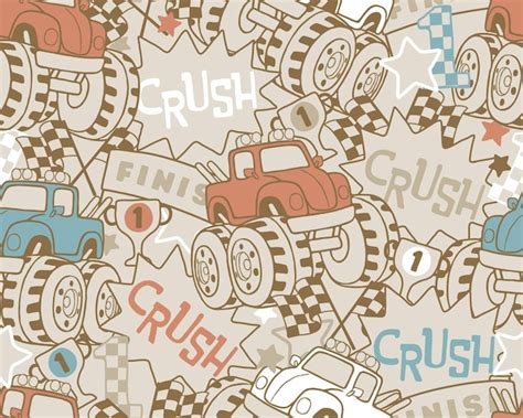 Premium Vector Seamless Pattern Vector Of Monster Truck Cartoon