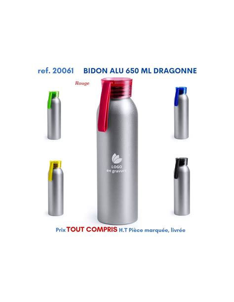 Bidon Alu 650 Ml Dragonne Ref 20061 Personnalisée Objet Publicitaire