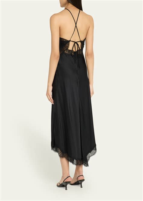A.L.C. Lucia Lace Satin Halter Midi Dress - Bergdorf Goodman