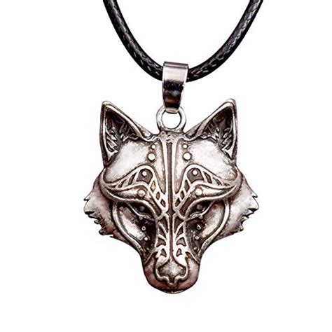 HAQUIL Wolf Necklace Viking Wolf Head Pendant Faux Leather Cord Wolf