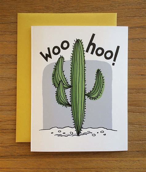 Funny Saguaro Cactus A2 Greeting Card Woo Hoo - Etsy