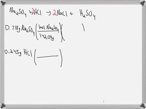 NaCl reacts with sulfuric acid according to the equation below: 2 NaCl + H₂SO4 → 2 HCl + Na2SO4 ...