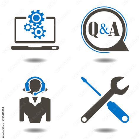 Technical Support Icons Web Telemarketing Technician Vector Icon Set