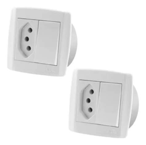 2 Pc Interruptor Simples Tomada Dupla 10a P Móveis Ilumi MercadoLivre