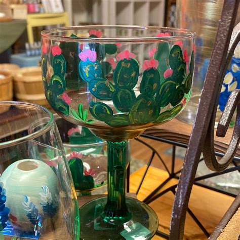 Margarita Glasses Cacti Handmade On Main