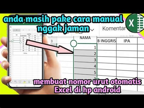 Cara Membuat Nomor Urut Otomatis Di Tabel Excel Hp Android YouTube