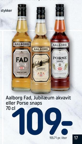 Aalborg fad jubilæum akvavit eller porse snaps tilbud hos Rema 1000