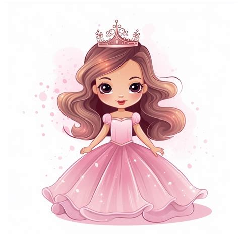 Premium Photo Cartoon Princess In Pink Dress With Tiable And Tiable