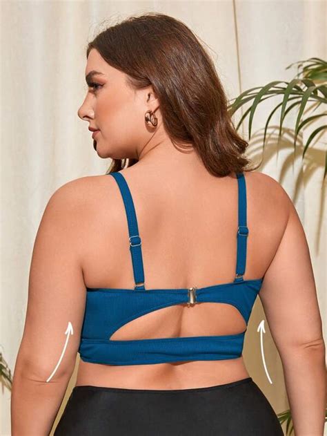 Shein Plus Ruched Cut Out Bikini Top Shein Usa