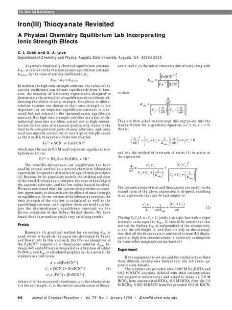 Iron(III) Thiocyanate Revisited | Chemical Equilibrium | Iron