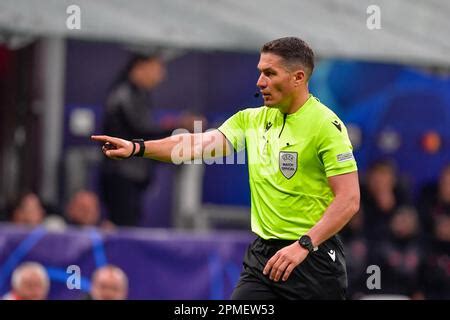 Istvan Kovacs Referee During The Uefa Champions League Quarter