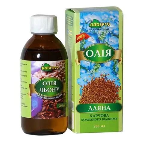 Olej Lniany T Oczony Na Zimno Naturalny Adverso Ukraina Shop