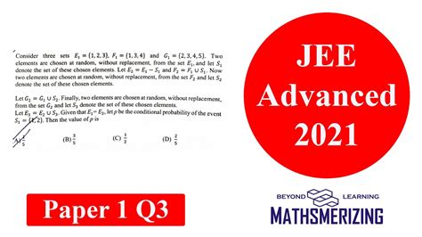 Jee Advanced Paper Q Conditional Probability Jeeadvanced