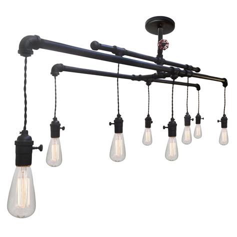 Hand Crafted Barn Metal Industrial Pipe Chandelier 8 Light By Hammers