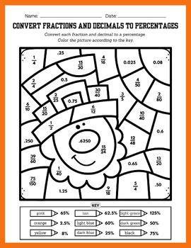 St Patrick S Day Color By Code Math Fraction Decimal Percent Conversions