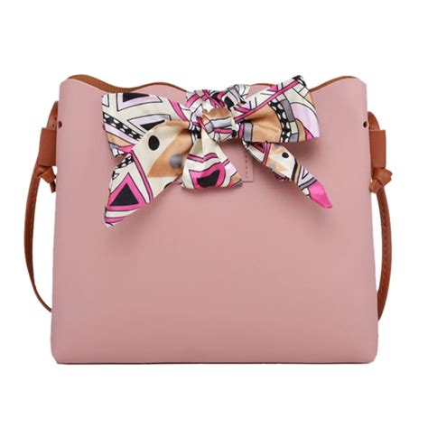 Women Bowknot Cute Bags Bucket Leather Shoulder Sling Bags For Girls ...