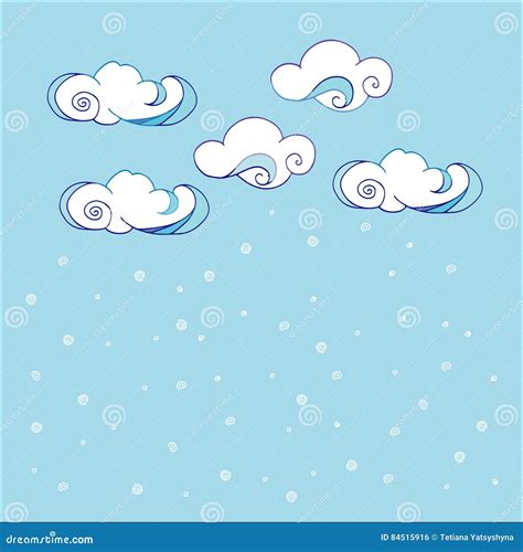 Doodle Hand Drawn Vector by Clouds. Abstract Cloud Background Stock ...