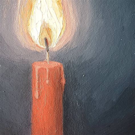 Candle Oil Painting Candle Small Artwork Flame Painting Small Etsy