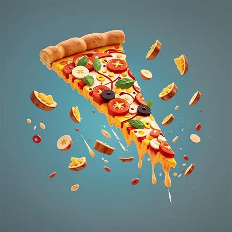 Flying Slice Of Pizza Cartoon Vector Illustration Fast Food Concept