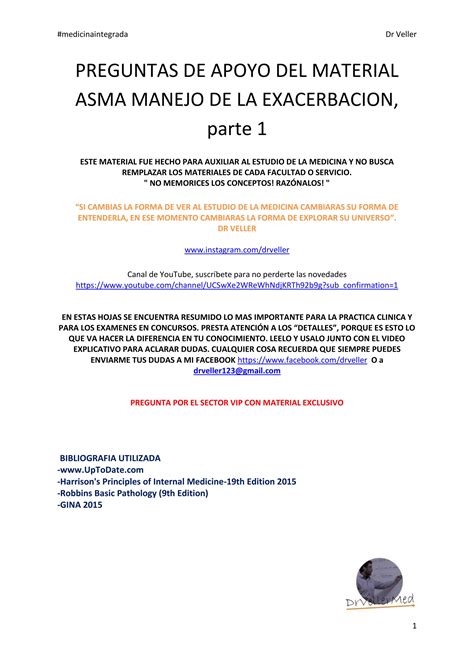 Asma Manejo De La Exacerbacion Parte 1 Preguntas PDF