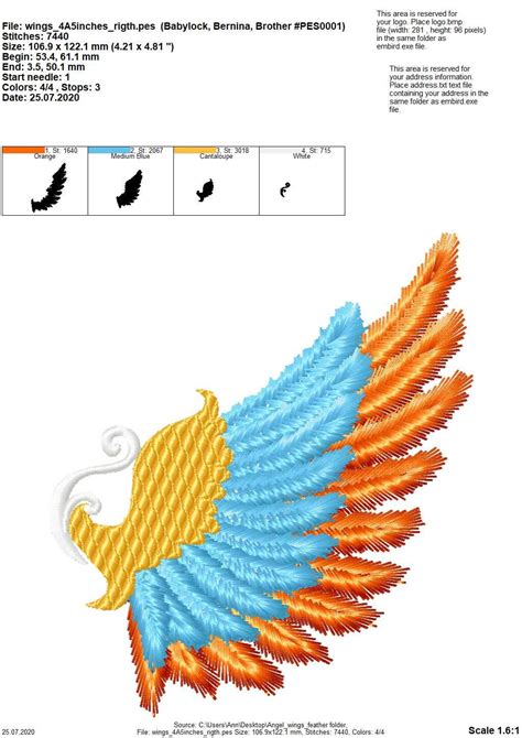 Angel Wings Machine Embroidery Designs In Assorted Sized And Embroidery