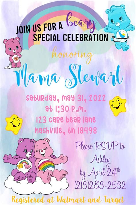 Care Bears Baby Shower Invitation Etsy