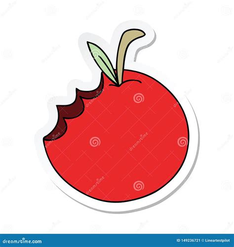 Sticker Of A Quirky Hand Drawn Cartoon Apple Stock Vector