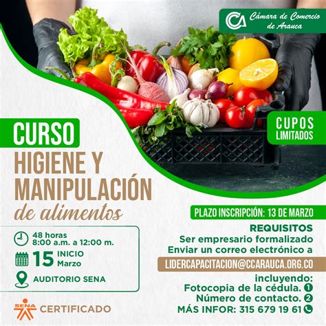 Curso De Higiene Y Manipulación De Alimentos Cámara De Comercio De Arauca