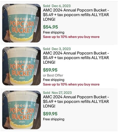 AMC 2024 Annual Popcorn Bucket - $5.49 + tax popcorn refills ALL YEAR ...