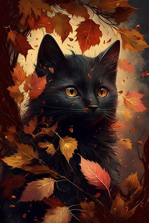 pin  sophiataquet  douceur automnale cat art cat art