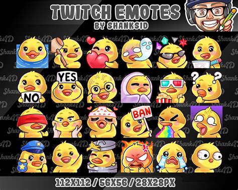 24x Twitch Emotes Duck Etsy