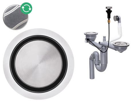 Kit de Vidage pour Évier de Cuisine avec 2 Bacs Siphon Tubulaire Gain