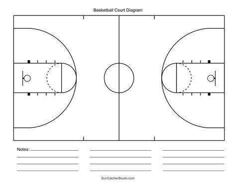 Printable Basketball Court Template - King Printables