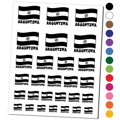 Argentina With Waving Flag Cute Water Resistant Temporary Tattoo Set Fake Body Art Collection